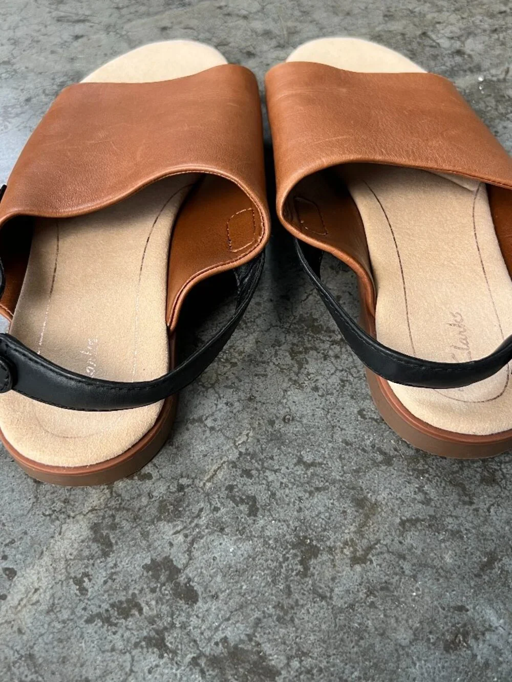 Clarks Bay Jasmine Open Toe Slingback Tan Leather Sandals Women's 9 - Picture 9 of 12